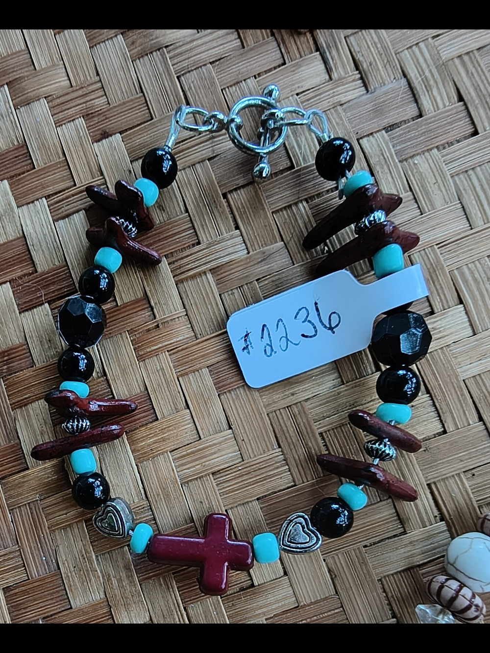 Turquoise & Coral Boho Dangle Earrings - Turquoise Coral - Picture 6 of 7